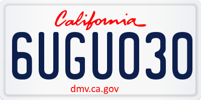 CA license plate 6UGU030