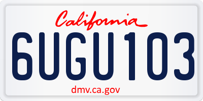 CA license plate 6UGU103