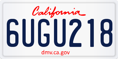 CA license plate 6UGU218