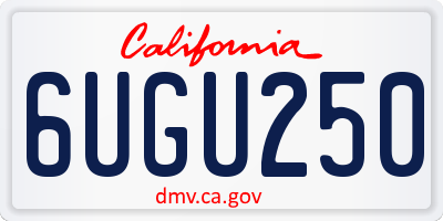 CA license plate 6UGU250
