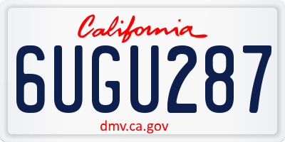 CA license plate 6UGU287