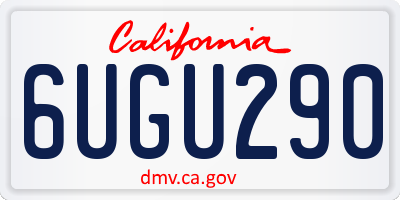 CA license plate 6UGU290