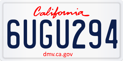 CA license plate 6UGU294