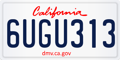 CA license plate 6UGU313