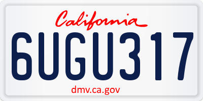 CA license plate 6UGU317