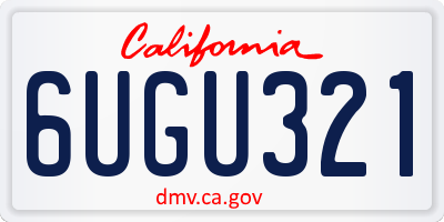 CA license plate 6UGU321
