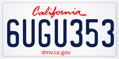 CA license plate 6UGU353