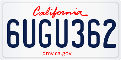 CA license plate 6UGU362
