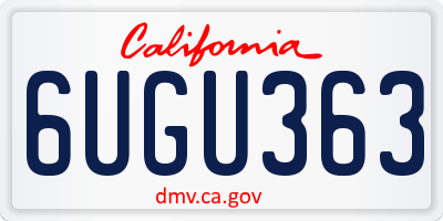 CA license plate 6UGU363