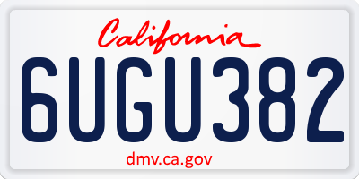 CA license plate 6UGU382