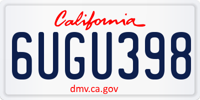 CA license plate 6UGU398