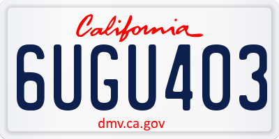 CA license plate 6UGU403
