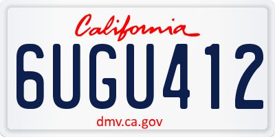 CA license plate 6UGU412