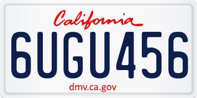 CA license plate 6UGU456
