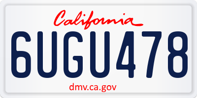 CA license plate 6UGU478