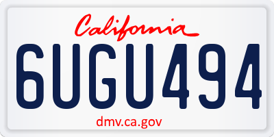 CA license plate 6UGU494