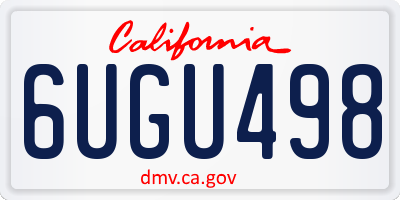 CA license plate 6UGU498