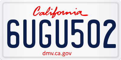 CA license plate 6UGU502