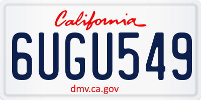 CA license plate 6UGU549