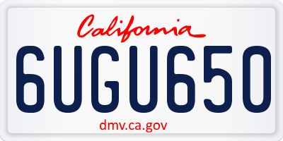 CA license plate 6UGU650