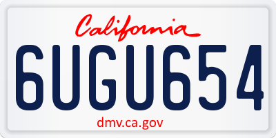CA license plate 6UGU654