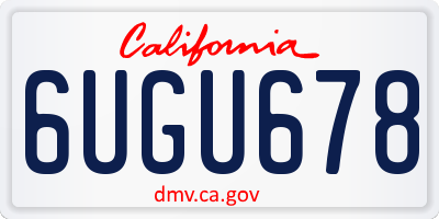 CA license plate 6UGU678