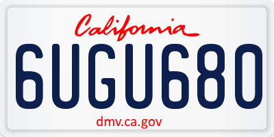 CA license plate 6UGU680