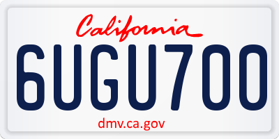 CA license plate 6UGU700