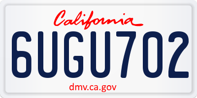 CA license plate 6UGU702
