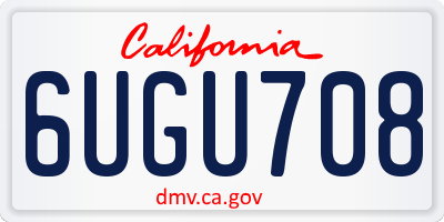 CA license plate 6UGU708