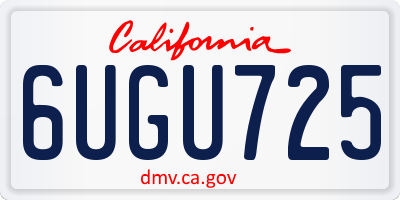 CA license plate 6UGU725