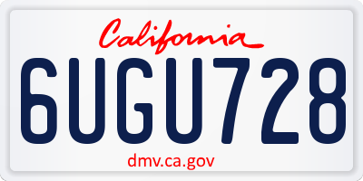 CA license plate 6UGU728