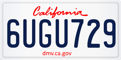 CA license plate 6UGU729