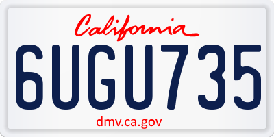 CA license plate 6UGU735