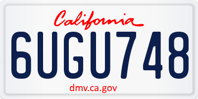 CA license plate 6UGU748