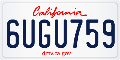 CA license plate 6UGU759