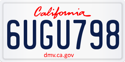 CA license plate 6UGU798