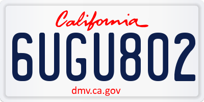 CA license plate 6UGU802