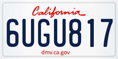 CA license plate 6UGU817