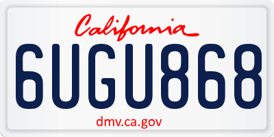 CA license plate 6UGU868