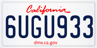 CA license plate 6UGU933