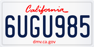 CA license plate 6UGU985