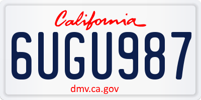 CA license plate 6UGU987