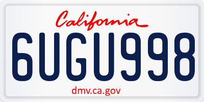 CA license plate 6UGU998