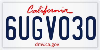 CA license plate 6UGV030
