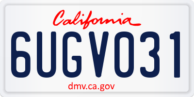 CA license plate 6UGV031