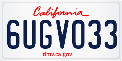 CA license plate 6UGV033