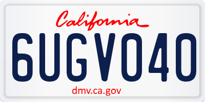 CA license plate 6UGV040