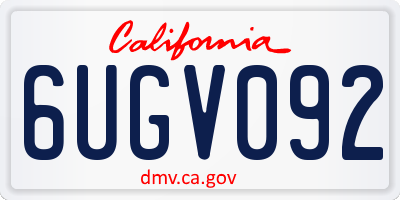 CA license plate 6UGV092