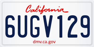 CA license plate 6UGV129